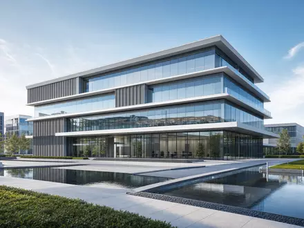 Architektur-Render eines modernen Bürogebäudes veranschaulicht den Hauptsitz von Société BIC S.A., ISIN FR0000120198, in Frankreich - Foto: THN