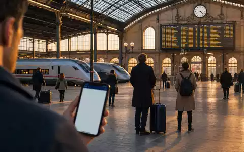 Fotorealistische Bahnhofsszene symbolisiert Trainline plc, ISIN GB00B4Z5Y988, digitale Zugticket-Plattform für Reisende in Europa - Foto: THN