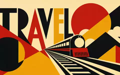 Geometrisches Bauhaus-Poster mit Zugmotiv steht sinnbildlich für Trainline plc, ISIN GB00B4Z5Y988, aus der Reisebranche - Foto: THN