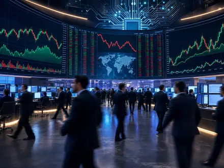 Soitec S.A. (ISIN FR0013227113): Börsen-Editorial mit Trading-Floor der Euronext Paris und Halbleiter-Charts - Foto: THN
