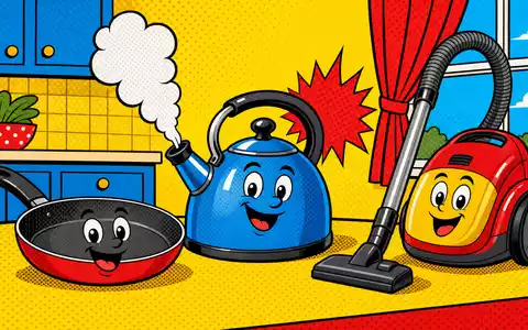 Pop-Art-Comic mit fröhlichen Küchengeräten illustriert humorvoll die Produktwelt von Groupe SEB (FR0000121709) im Alltag - Foto: THN