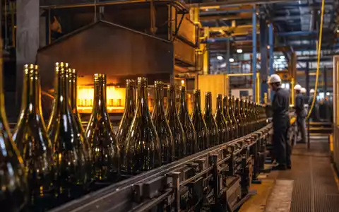 Verallia SA (ISIN FR0013506730) produziert Glasflaschen in modernen Fabriken mit Schmelzöfen und Fließbändern effizient - Foto: THN