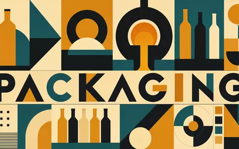 Verallia SA (ISIN FR0013506730) inspiriert dieses geometrische Bauhaus-Poster mit stilisierten Flaschenformen und dem Wort PACKAGING - Foto: THN