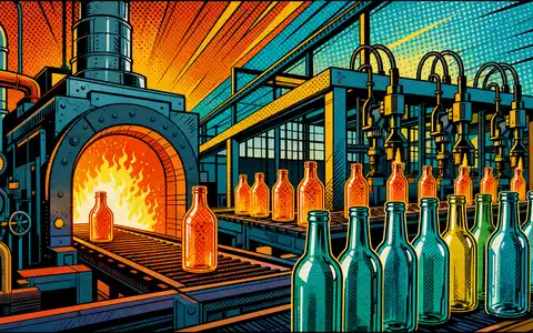 Verallia SA (ISIN FR0013506730) präsentiert sich hier als farbenfrohe Pop-Art-Comic-Szene einer stilisierten Glasfabrik - Foto: THN