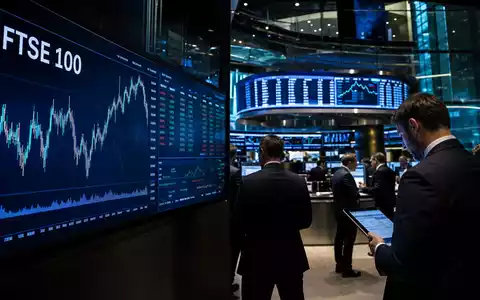 Börsen-Editorial mit FTSE-100-Charts symbolisiert die Notierung von Phoenix Group Holdings plc, ISIN GB00BF8Q6K64, in London - Foto: THN