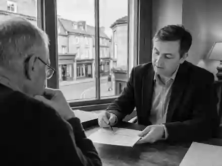 St. James's Place plc GB0007669376 dokumentiert Finanzbranche: Schwarzweiß-Reportage einer Beratungsszene in Cirencester - Foto: THN
