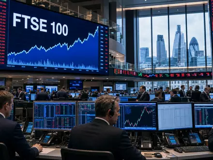 St. James's Place plc GB0007669376 im Börsen-Editorial: Trading-Floor mit FTSE 100 Kursdaten und Charts - Foto: THN