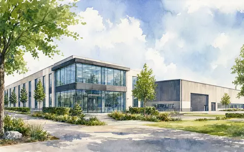 JOST Werke SE DE000JST4000 Aquarell zeigt den modernen Industriestandort Neu-Isenburg mit Produktionshalle - Foto: THN