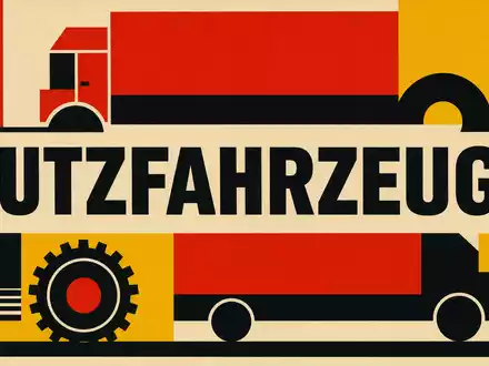 JOST Werke SE DE000JST4000 Bauhaus-Poster zeigt geometrische Formen und NUTZFAHRZEUGE als Sektor-Schriftzug - Foto: THN