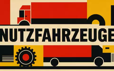 JOST Werke SE DE000JST4000 Bauhaus-Poster zeigt geometrische Formen und NUTZFAHRZEUGE als Sektor-Schriftzug - Foto: THN