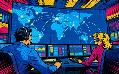 Pop-Art-Comic zeigt den Netzwerkkontrollraum und illustriert lebhaft die Technologiesparte von Juniper Networks US48203R1041 - Foto: THN