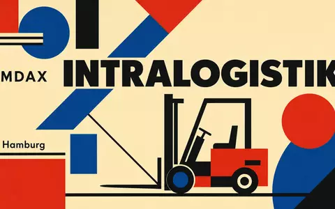 Jungheinrich AG (Vz.) DE0006219934 geometrisches Bauhaus-Poster mit INTRALOGISTIK-Text MDAX Hamburg und abstraktem Stapler - Foto: THN
