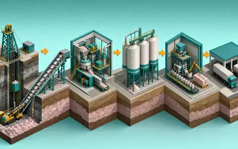 K+S AG Wertschöpfungskette DE000KSAG888 als isometrisches 3D-Diagramm von Kaliförderung bis zur Auslieferung - Foto: THN