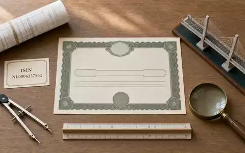 Flatlay mit Aktienzertifikat und ISIN-Karte NL0006237562 sowie klassischen Ingenieurwerkzeugen zum Unternehmen Arcadis N.V - Foto: THN