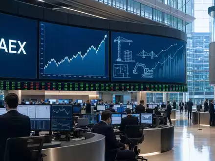 Börsen-Editorial mit AEX-Kürzel und Baucharts symbolisiert die Notierung von Arcadis N.V. (ISIN NL0006237562) in Amsterdam - Foto: THN
