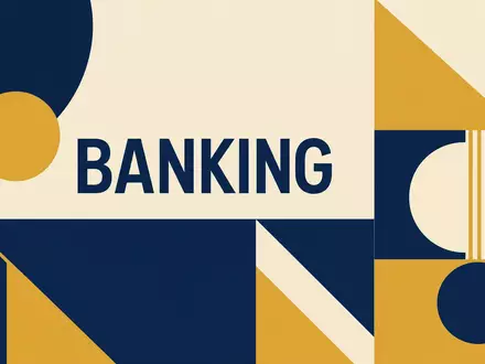 Geometrisches Bauhaus-Poster mit Sektor-Text BANKING als Symbolbild für Banca Generali S.p.A., ISIN IT0001063210 - Foto: THN