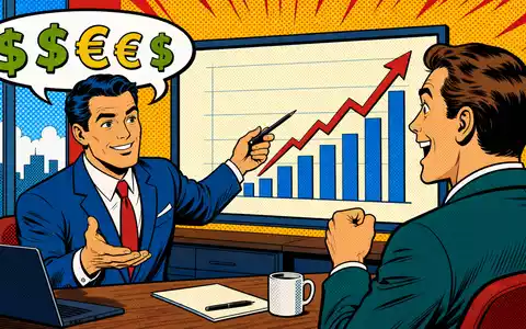 Pop-Art-Comic-Szene eines Bankberaters als Symbolbild für Banca Generali S.p.A., ISIN IT0001063210, positive Anlageberatung - Foto: THN