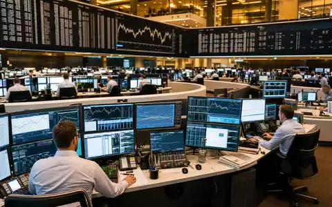 Deutsche Pfandbriefbank DE0008019001 Xetra Börsen Editorial mit Händlern und Immobiliensektorkursen auf Bildschirmen - Foto: THN