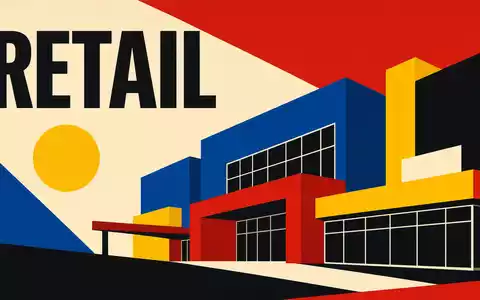 Deutsche EuroShop DE0007480204 – Bauhaus-Poster mit geometrischen Formen und RETAIL-Typografie im Konstruktivismus-Stil - Foto: THN