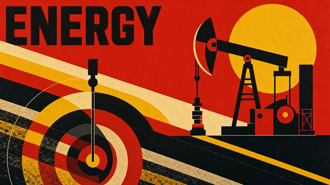 Bauhaus-Poster im Konstruktivismus-Stil mit geometrischen Formen und Text ENERGY
