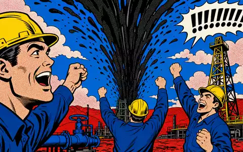 Diamondback Energy US25278X1090 zeigt Ölquellenausbruch als farbigen Pop Art Comic im Lichtenstein Stil - Foto: THN