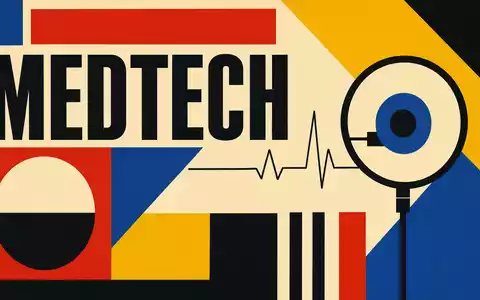 Dexcom Inc. Bauhaus-Poster mit MEDTECH-Text und Geometrie für Medizintechnik-Sektor Aktie ISIN US2521311074 - Foto: THN