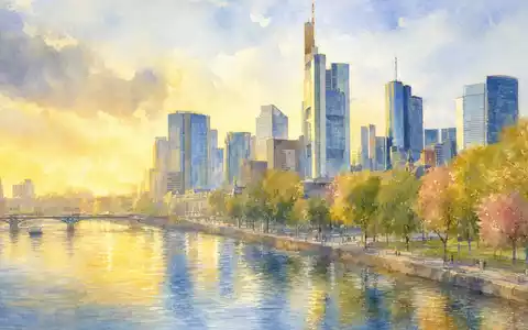 Deutsche Beteiligungs AG Sitz Frankfurt am Main in warmen Aquarellfarben stimmungsvoll gemalt DE000A1TNUT7 - Foto: THN
