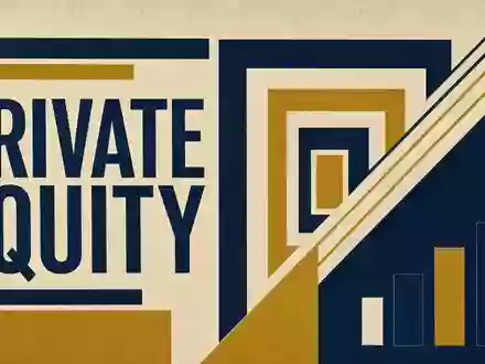 Deutsche Beteiligungs AG Private Equity Sektor im navy-goldenen Bauhaus Poster Stil DE000A1TNUT7 - Foto: THN