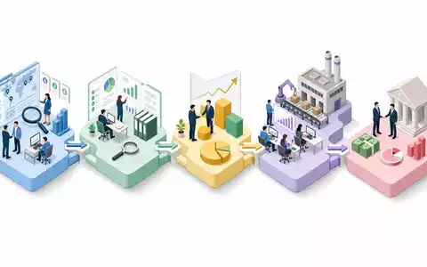 Deutsche Beteiligungs AG Investitionsprozess als isometrisches 3D Diagramm der gesamten Wertschöpfungskette DE000A1TNUT7 - Foto: THN
