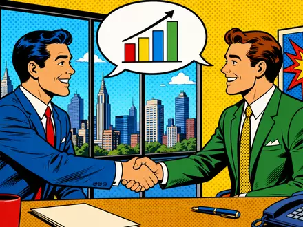 Deutsche Beteiligungs AG Investmentdeal als farbiger Pop Art Comic mit steigendem Chart DE000A1TNUT7 - Foto: THN