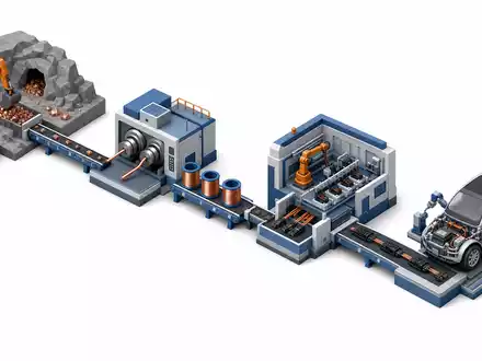 Aptiv plc JE00B783TY65 isometrische Wertschöpfungskette von Kupferabbau bis hin zur Fahrzeugintegration der Elektroniksysteme - Foto: THN