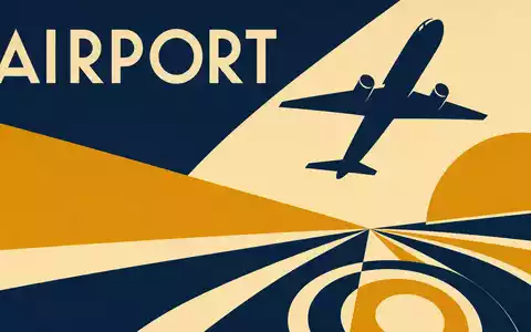Geometrisches Bauhaus-Poster mit Flugzeug symbolisiert Flughafen Zürich AG CH0019318550, Schweizer Flughafenbetreiber im Bereich Verkehrsinfrastruktur - Foto: THN