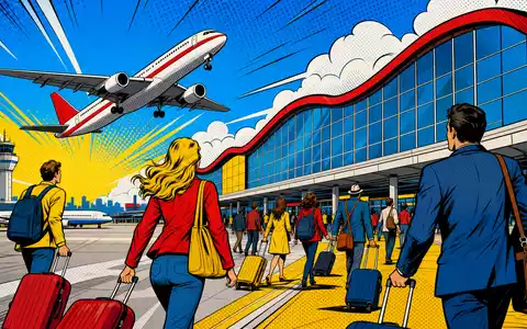 Farbenfrohe Pop-Art-Comic-Szene mit startendem Flugzeug illustriert Flughafen Zürich AG CH0019318550, dynamischen Schweizer Flughafenbetreiber lebendig - Foto: THN
