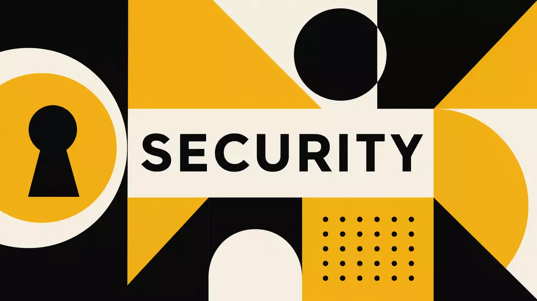 Geometrisches Bauhaus-Poster mit Schlüsselloch-Symbol und dem Wort SECURITY