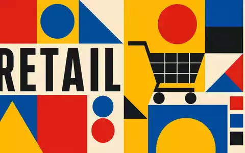 Tesco plc (ISIN GB00BLGZ9862) symbolisiert den Einzelhandel, dargestellt als geometrisches Bauhaus-Poster mit Sektor-Schriftzug - Foto: THN