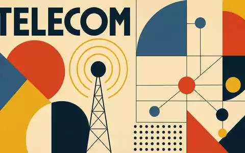 Orange S.A. (FR0000133308) wird hier durch geometrisches Bauhaus-Poster mit Funkturm und Signalwellen dargestellt - Foto: THN