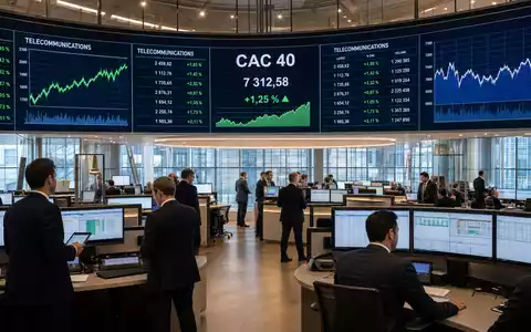 Orange S.A. (FR0000133308) notiert im CAC 40, Editorial-Foto zeigt Handelssaal mit Telekommunikations-Kursdaten - Foto: THN