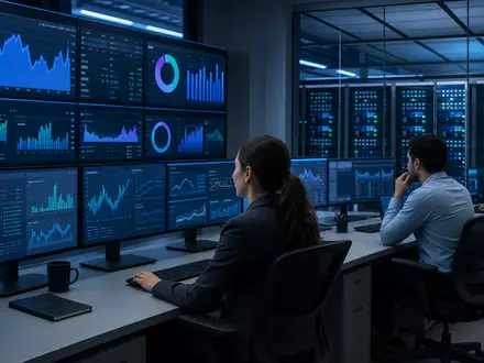 Experian plc (ISIN IE00B19NLV48) analysiert Kreditdaten im modernen Rechenzentrum mit digitalen Auswertungen - Foto: THN