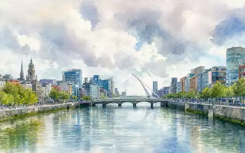 Experian plc (ISIN IE00B19NLV48) hat seinen Firmensitz in Dublin, dargestellt in zarter Aquarellmalerei - Foto: THN