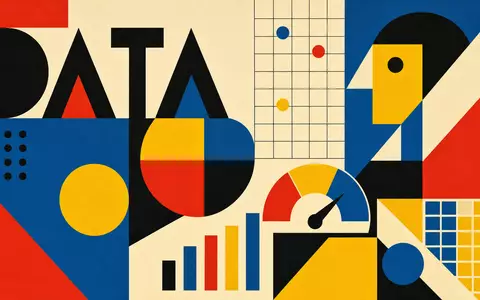Experian plc (ISIN IE00B19NLV48) präsentiert den Datenanalyse-Sektor als farbenfrohes geometrisches Bauhaus-Poster mit Diagrammen - Foto: THN