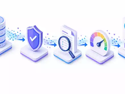 Experian plc (ISIN IE00B19NLV48) veranschaulicht die gesamte Wertschöpfungskette der Bonitätsprüfung als isometrische 3D-Illustration - Foto: THN