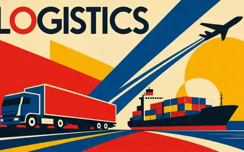 DSV A/S (ISIN DK0060079531) wird als Bauhaus-Poster mit geometrischen Formen und dem Sektor-Schriftzug LOGISTICS dargestellt - Foto: THN
