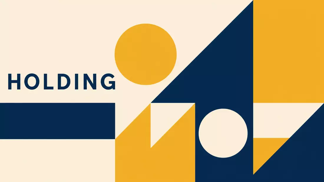 Bauhaus-Poster mit geometrischen Formen und dem Wort HOLDING