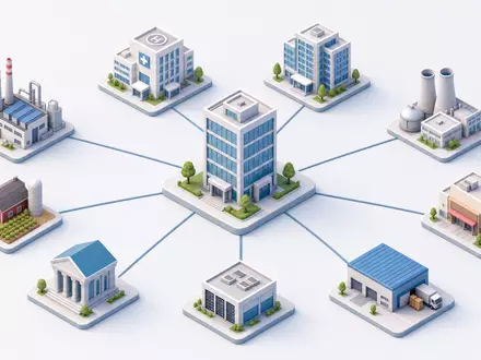Investor AB (ISIN SE0015811963) illustriert als isometrisches 3D-Diagramm einer breit diversifizierten industriellen Beteiligungsstruktur mehrerer Sektoren - Foto: THN