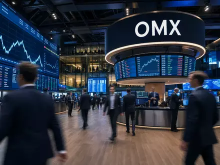Investor AB (ISIN SE0015811963) inszeniert als Börsen-Editorial mit belebtem Handelssaal und digitalen Nasdaq-Stockholm-Kurstafeln im Hintergrund - Foto: THN