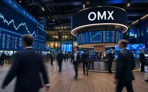 Investor AB (ISIN SE0015811963) inszeniert als Börsen-Editorial mit belebtem Handelssaal und digitalen Nasdaq-Stockholm-Kurstafeln im Hintergrund - Foto: THN