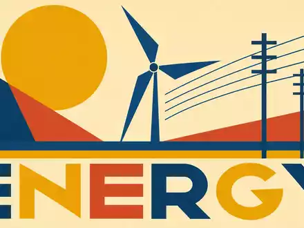 Engie SA (FR0000125307) symbolisiert die europäische Energiewende, dargestellt im geometrischen Bauhaus-Poster-Stil mit Schriftzug ENERGY - Foto: THN