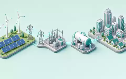Engie SA (FR0000125307) verbindet Energieerzeugung und Verteilung entlang der isometrisch dargestellten Energie-Wertschöpfungskette bis zur Stadt - Foto: THN