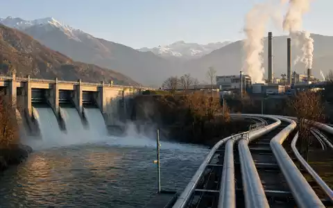 Fotorealistisches Bild einer Energieanlage symbolisiert A2A S.p.A., Aktie mit ISIN IT0001233417, Versorgungssektor Italien - Foto: THN