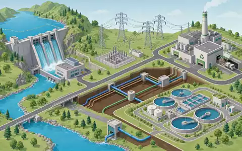 Isometrische 3D-Illustration zeigt Energie-Wertschöpfungskette, visualisiert für A2A S.p.A., ISIN IT0001233417, italienischer Multi-Utility-Prozess - Foto: THN